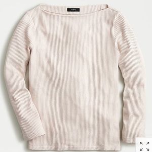 NWT J.Crew Blush Pink Ribbed Bateau T-Shirt, L